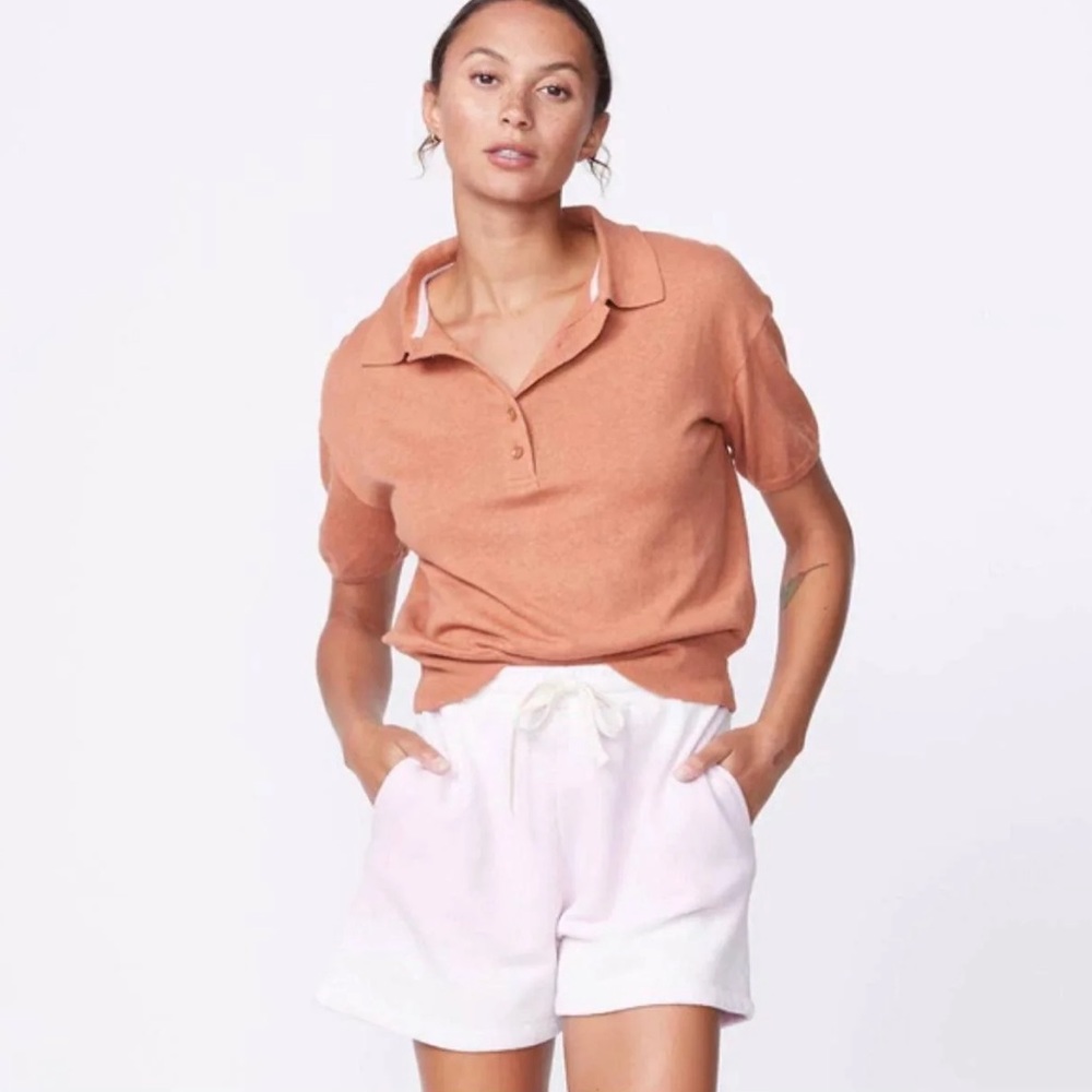 Monrow Polo sweater T, faded rose, size L, NWT
